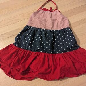 Red and Blue Star Patterned Halter Dress